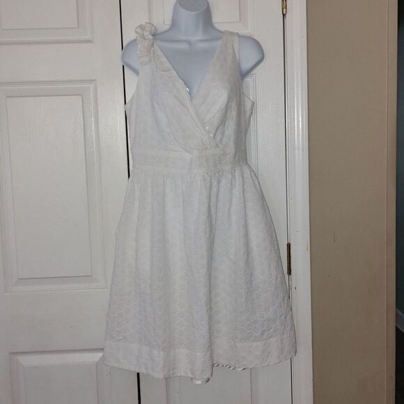 Dress barn white eyelet sleeveless dress easter spring graduation wedding Sz 12 - Picture 1 of 7